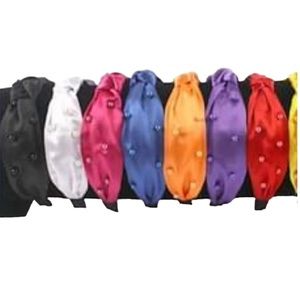 NWT 2 Women’s Girls Solid Color Pearl Headband Built in Comb